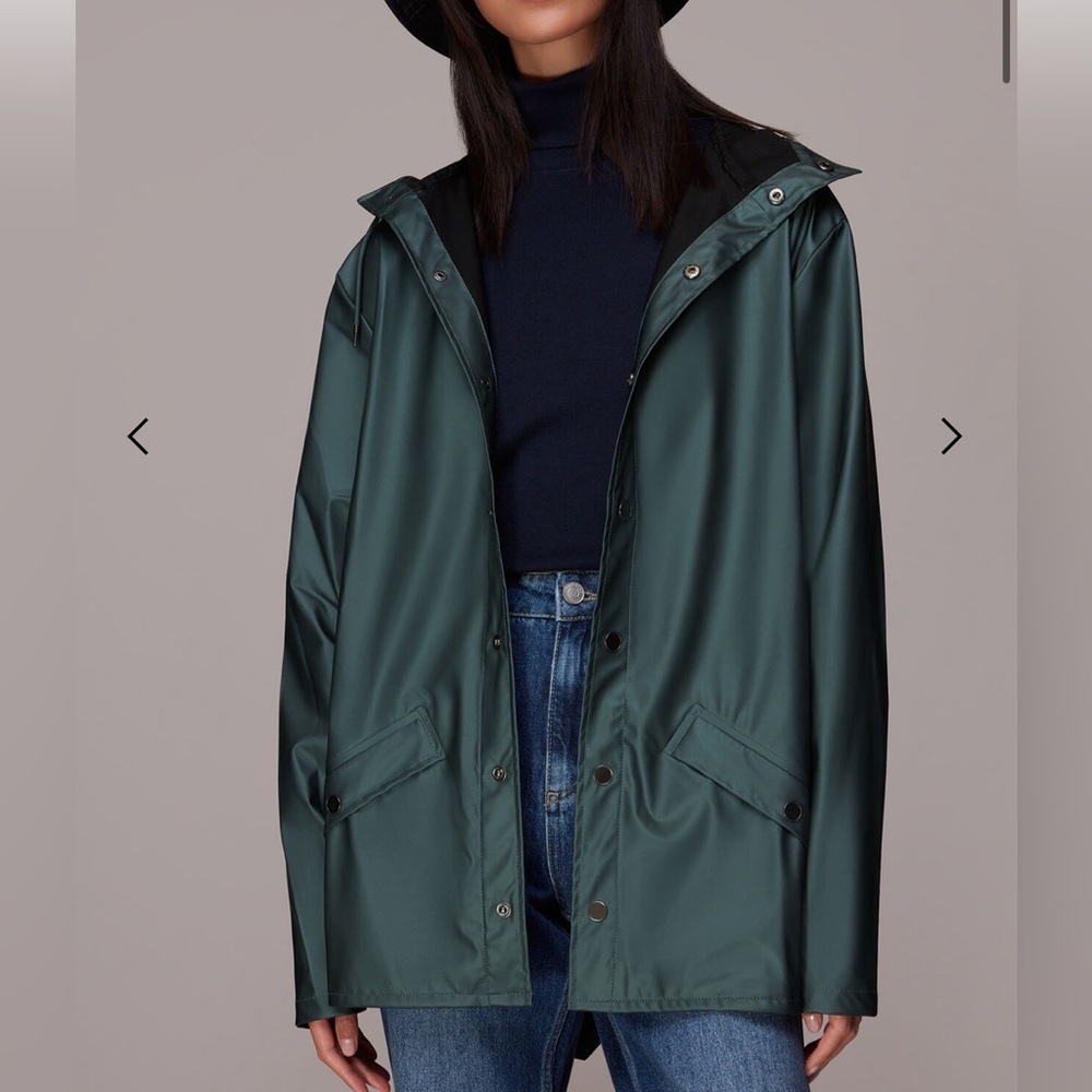 Rains Forest Green Hooded Rain Jacket